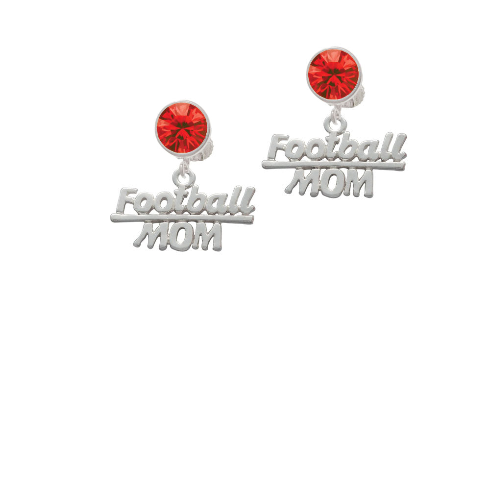 Football Mom Crystal Clip On Earrings Image 4