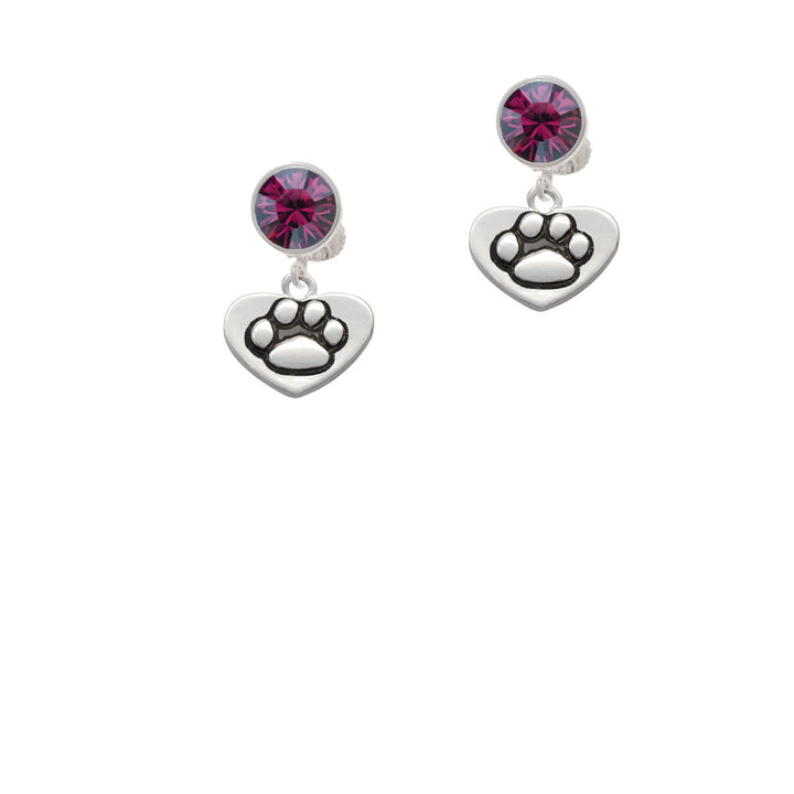 Paw in Heart Crystal Clip On Earrings Image 8