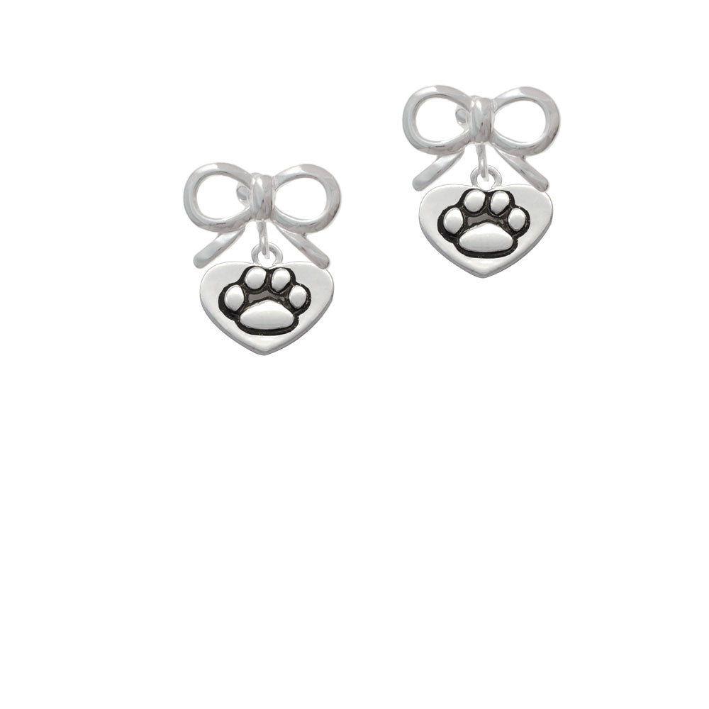 Paw in Heart Crystal Clip On Earrings Image 9