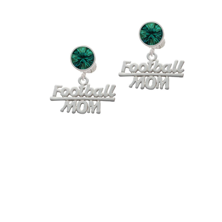 Football Mom Crystal Clip On Earrings Image 6