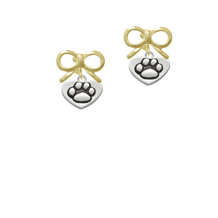 Paw in Heart Crystal Clip On Earrings Image 10