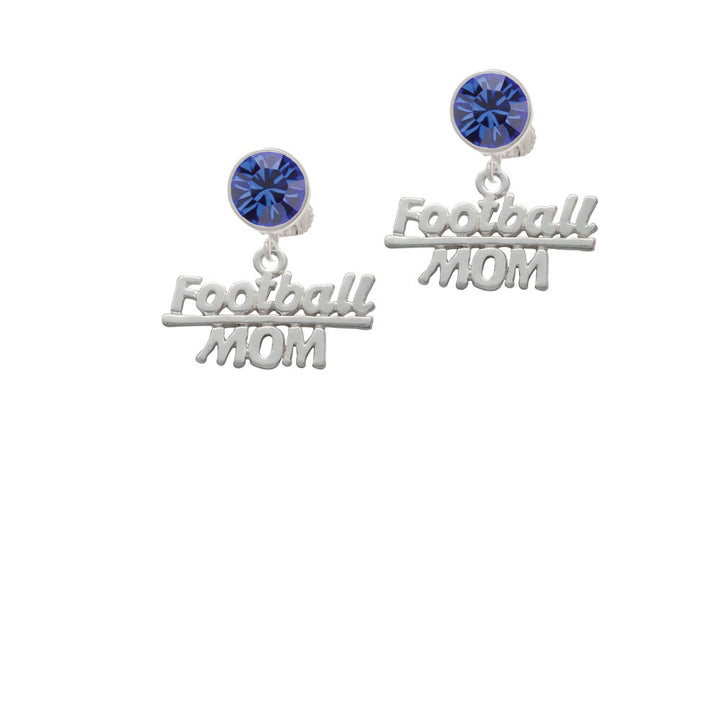 Football Mom Crystal Clip On Earrings Image 7