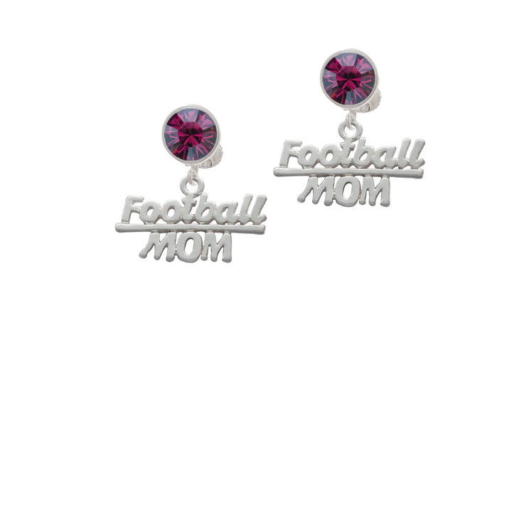 Football Mom Crystal Clip On Earrings Image 8