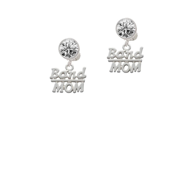 Band Mom Crystal Clip On Earrings Image 1