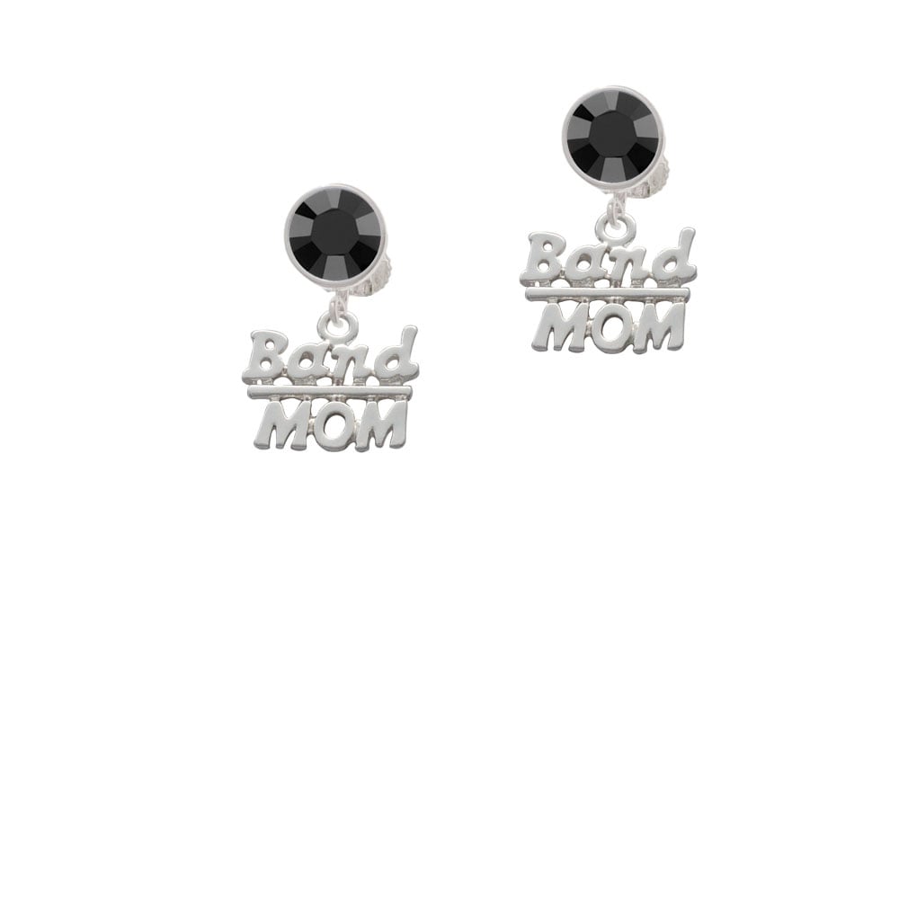 Band Mom Crystal Clip On Earrings Image 1