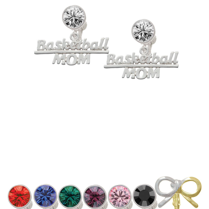 Basketball Mom Crystal Clip On Earrings Image 1