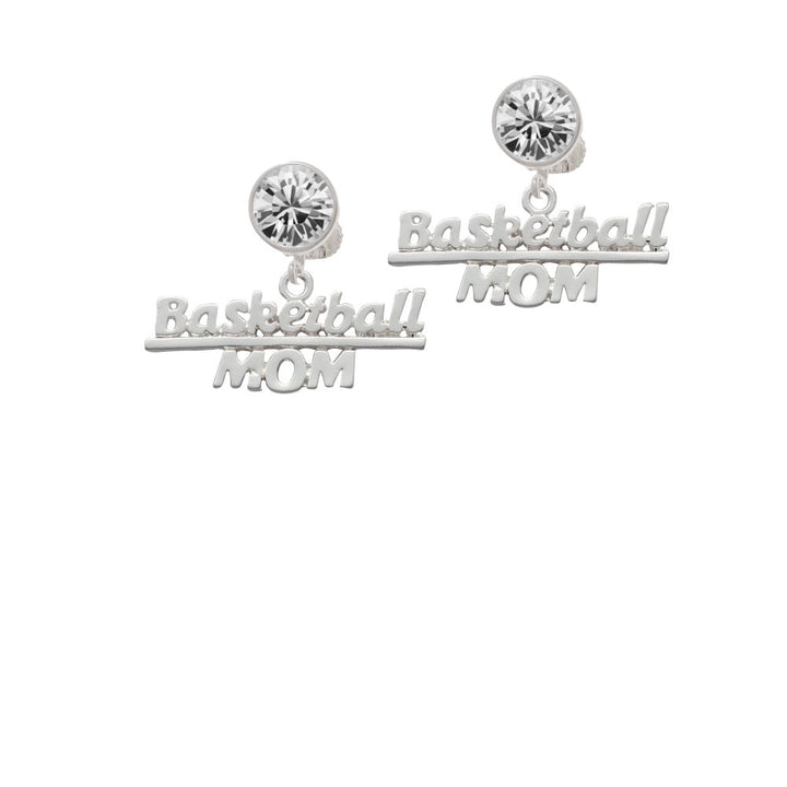 Basketball Mom Crystal Clip On Earrings Image 2