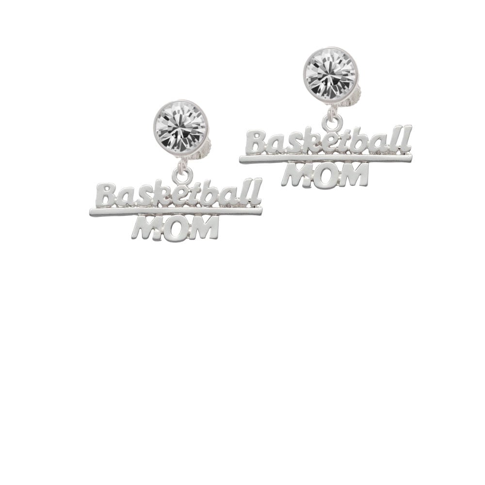 Basketball Mom Crystal Clip On Earrings Image 1