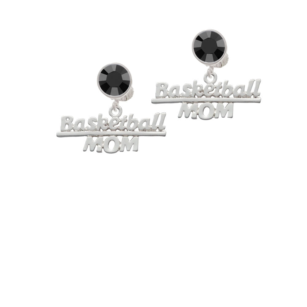 Basketball Mom Crystal Clip On Earrings Image 3