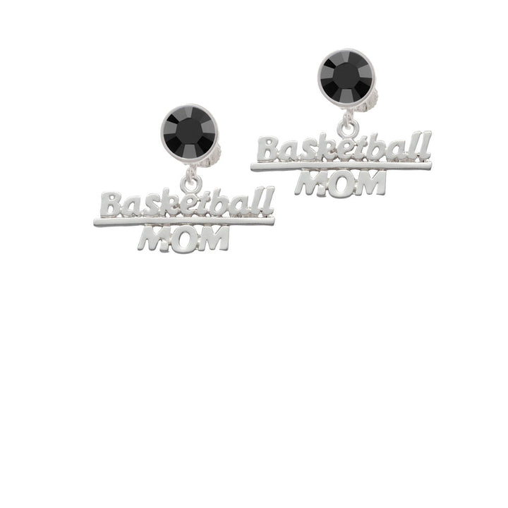 Basketball Mom Crystal Clip On Earrings Image 3