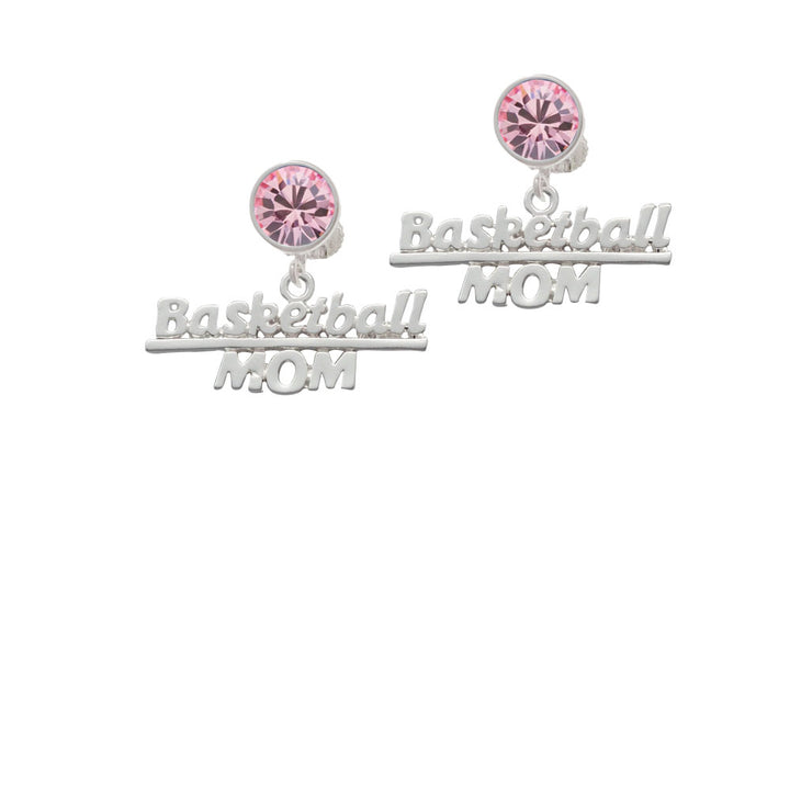 Basketball Mom Crystal Clip On Earrings Image 4