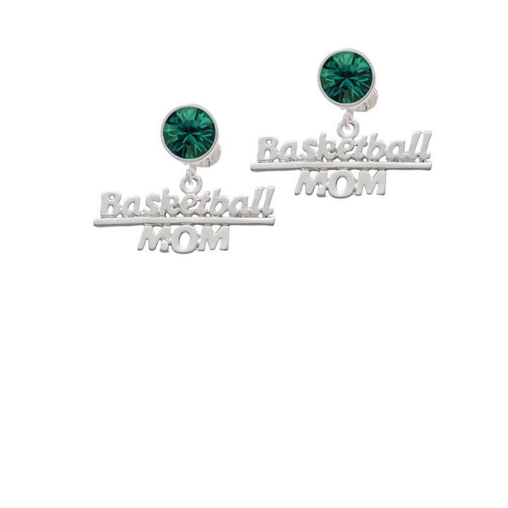 Basketball Mom Crystal Clip On Earrings Image 1