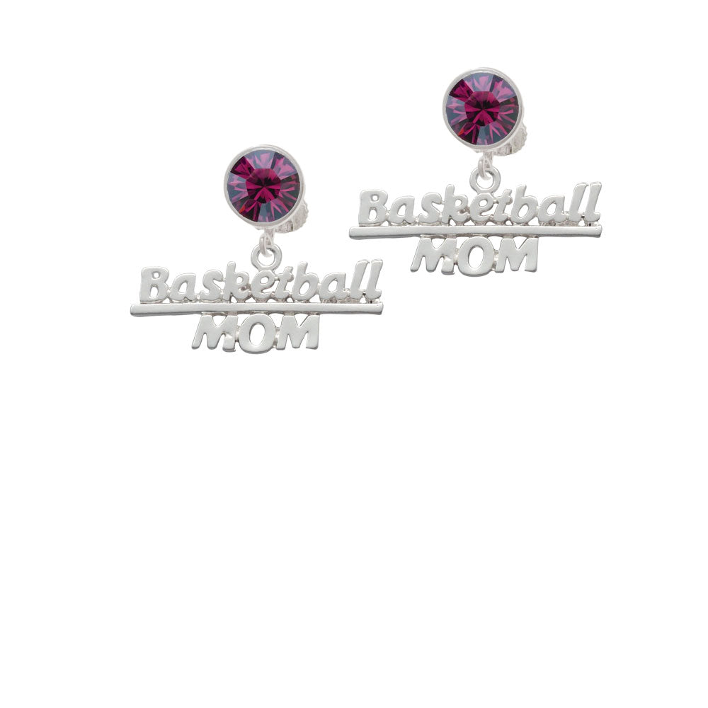 Basketball Mom Crystal Clip On Earrings Image 8