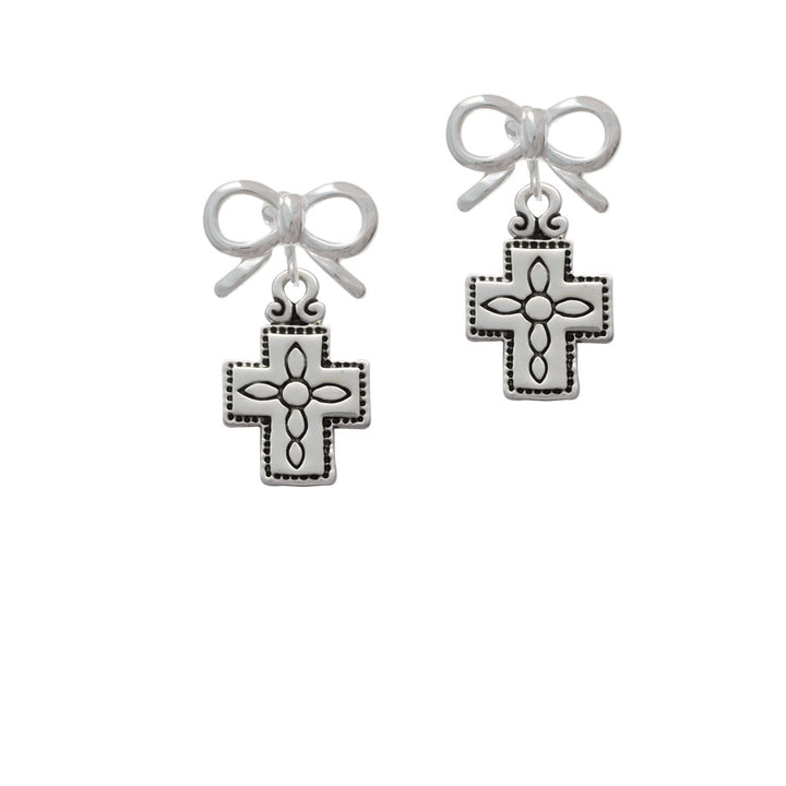 Large Southwestern Antiqued Cross Crystal Clip On Earrings Image 9