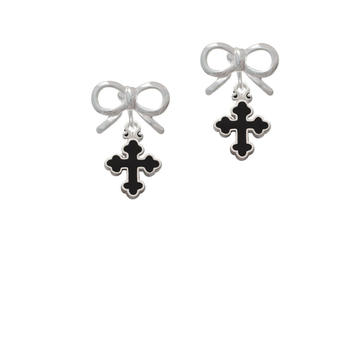 Small Black Enamel Botonee Cross Crystal Clip On Earrings Image 9