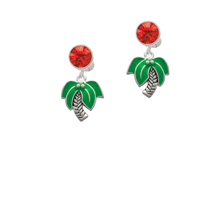 Large Palm Tree Crystal Clip On Earrings Image 4