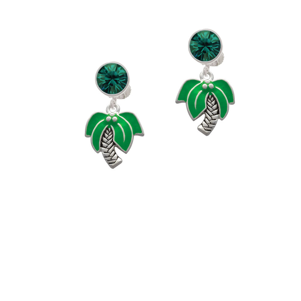 Large Palm Tree Crystal Clip On Earrings Image 6