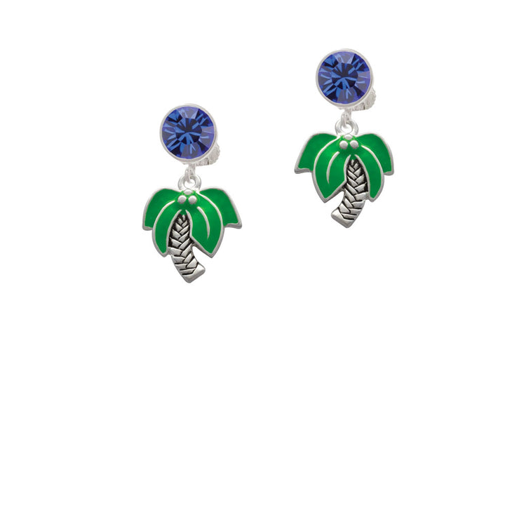 Large Palm Tree Crystal Clip On Earrings Image 7