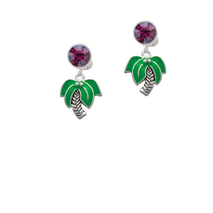 Large Palm Tree Crystal Clip On Earrings Image 8