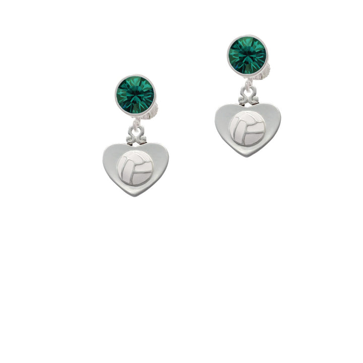 Volleyball in Heart Crystal Clip On Earrings Image 6