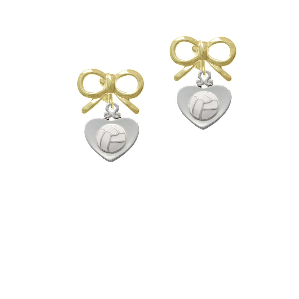 Volleyball in Heart Crystal Clip On Earrings Image 10