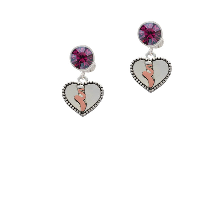 Ballet Shoe in Heart Crystal Clip On Earrings Image 8