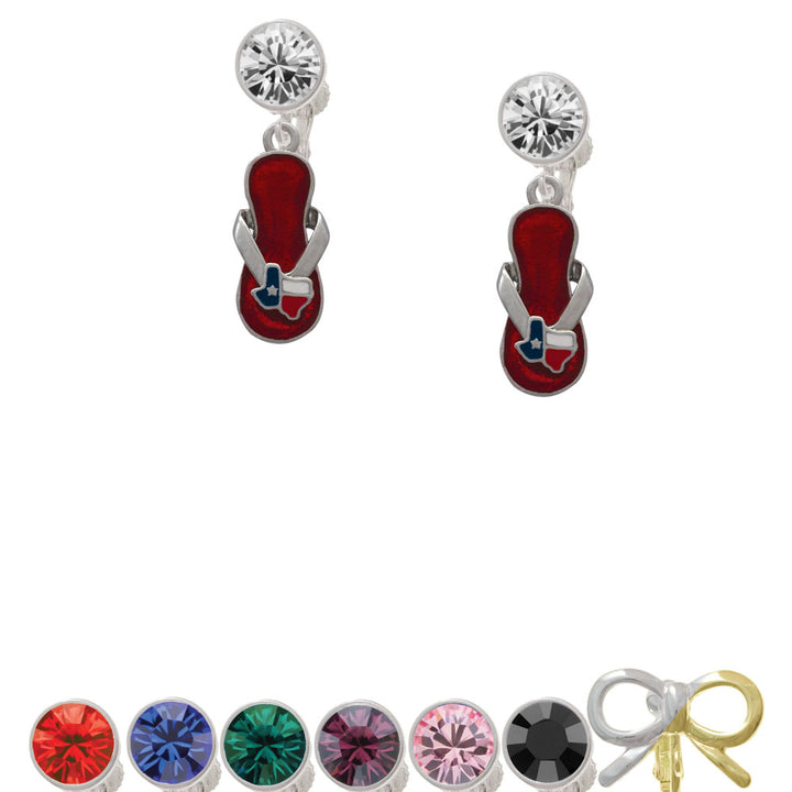 Texas Flip Flop Crystal Clip On Earrings Image 1