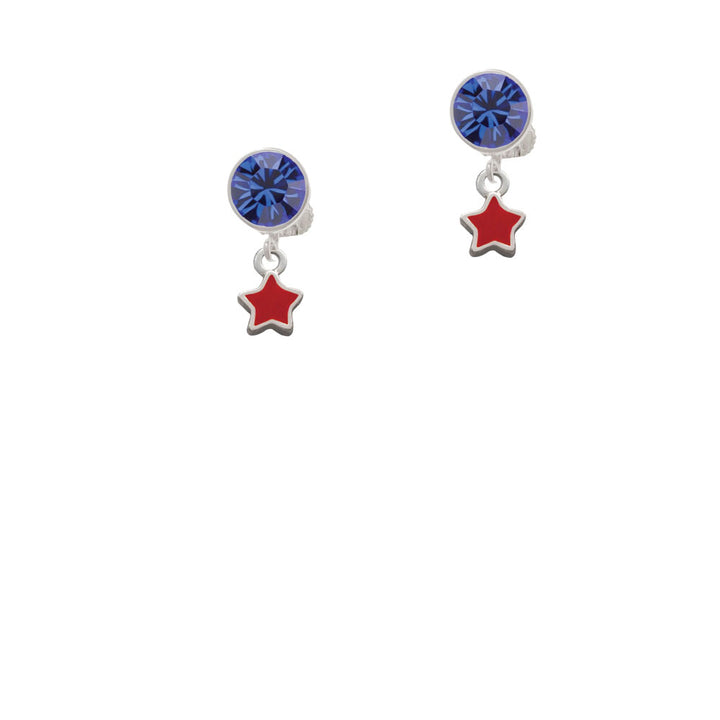 Mini 2-D Red Star Crystal Clip On Earrings Image 7