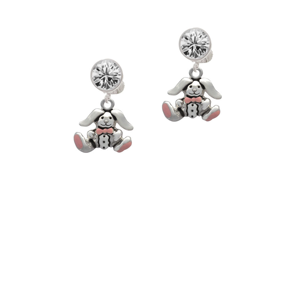 Sitting Bunny with Easter Egg Crystal Clip On Earrings Image 2