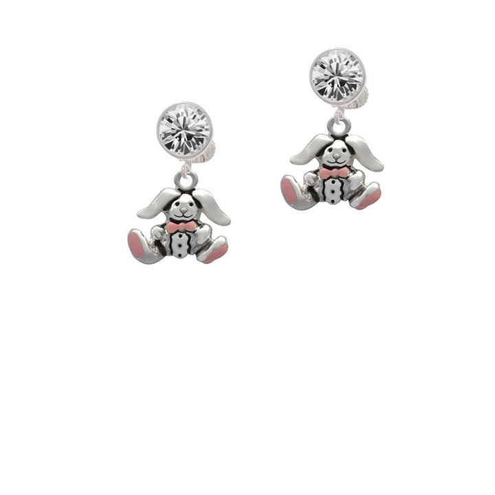 Sitting Bunny with Easter Egg Crystal Clip On Earrings Image 1