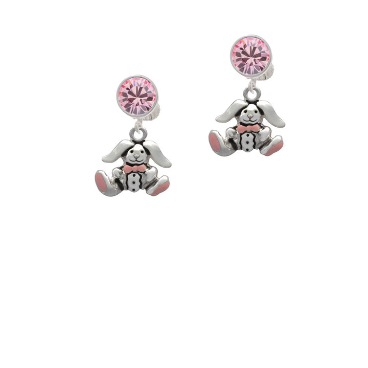 Sitting Bunny with Easter Egg Crystal Clip On Earrings Image 4