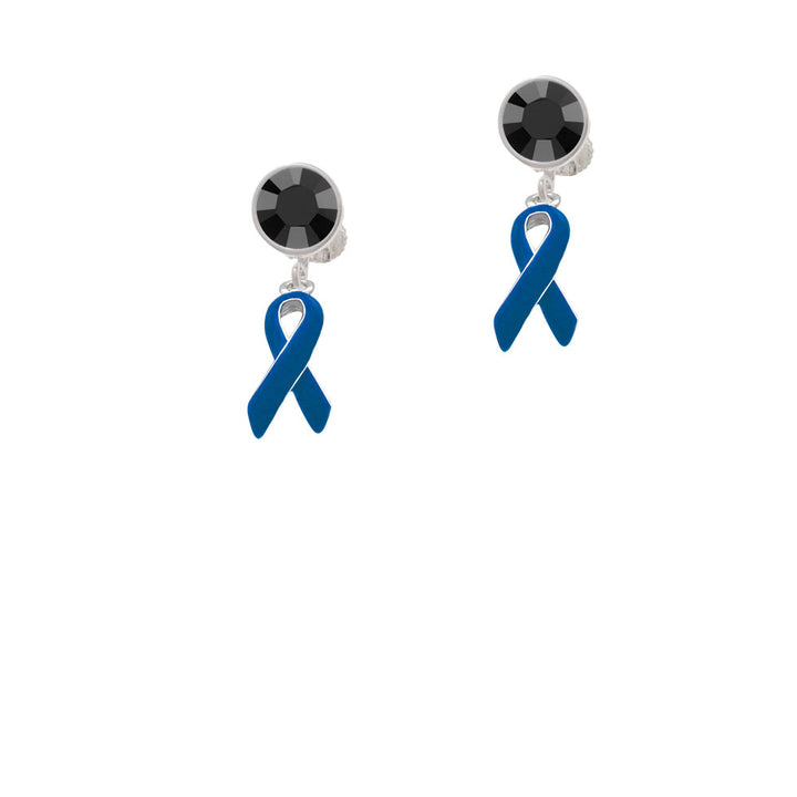 Blue Ribbon Crystal Clip On Earrings Image 3