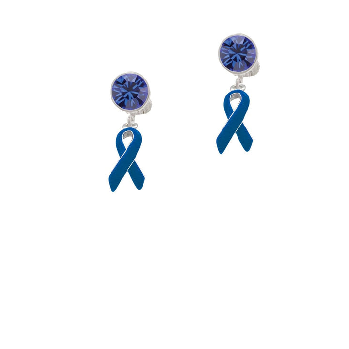 Blue Ribbon Crystal Clip On Earrings Image 7