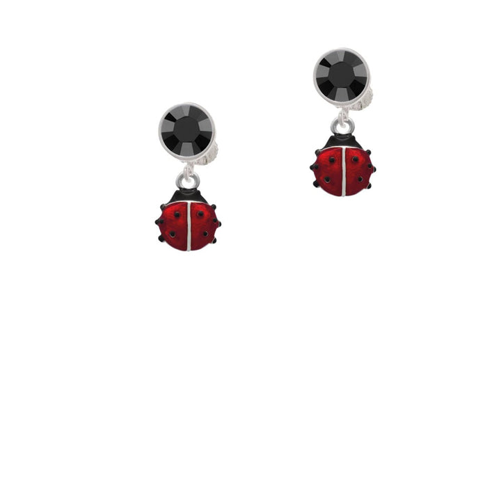 Mini Red Translucent Ladybug Crystal Clip On Earrings Image 3