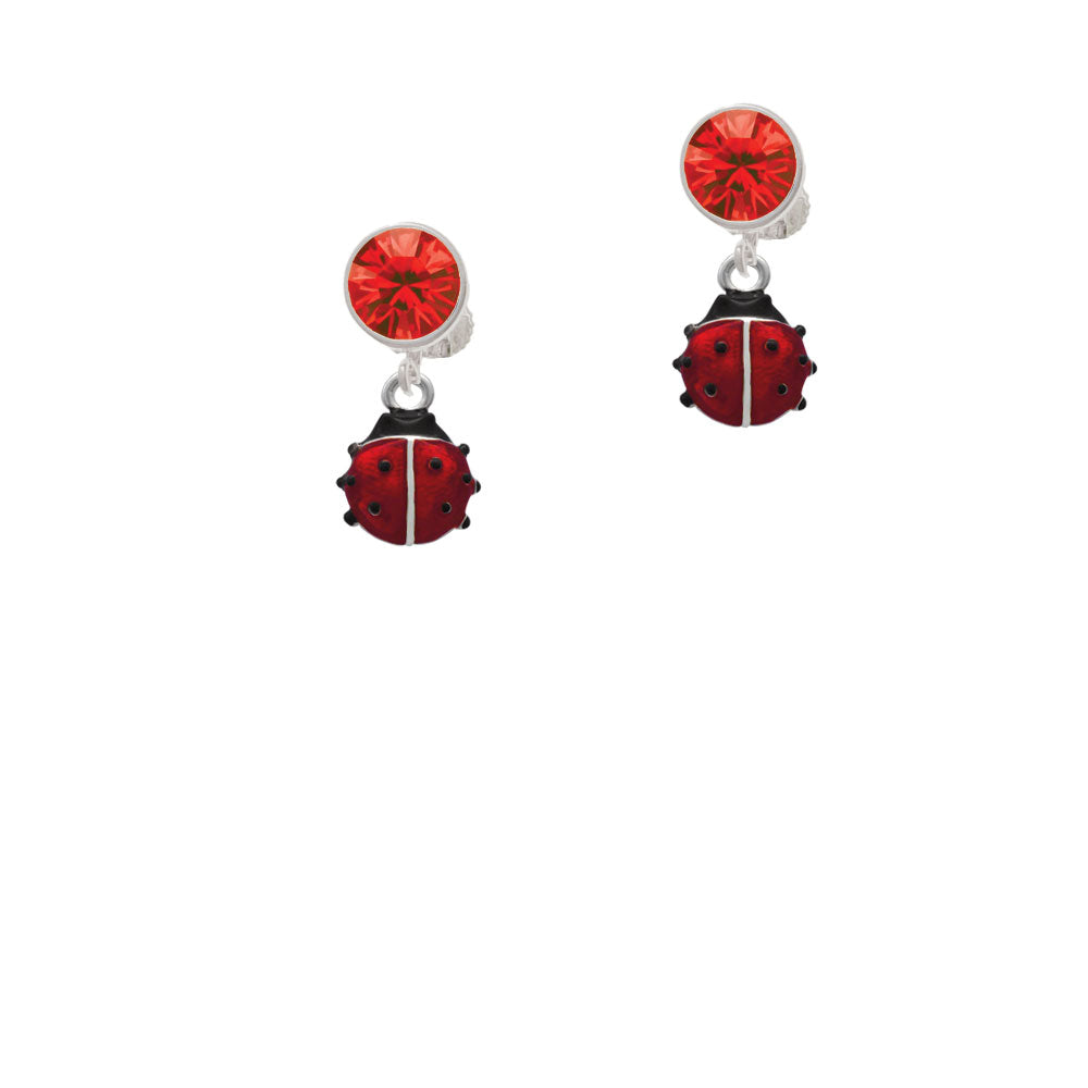 Mini Red Translucent Ladybug Crystal Clip On Earrings Image 4