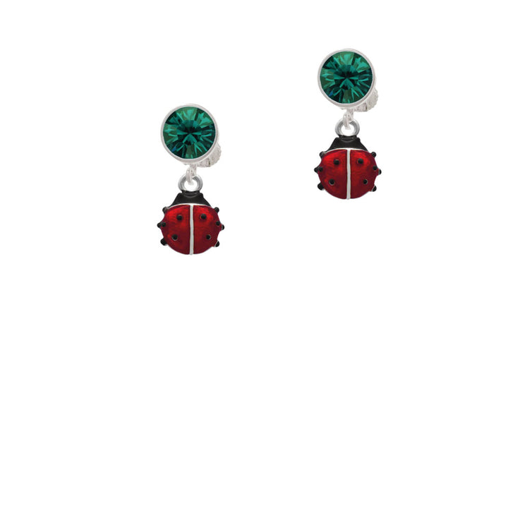 Mini Red Translucent Ladybug Crystal Clip On Earrings Image 6