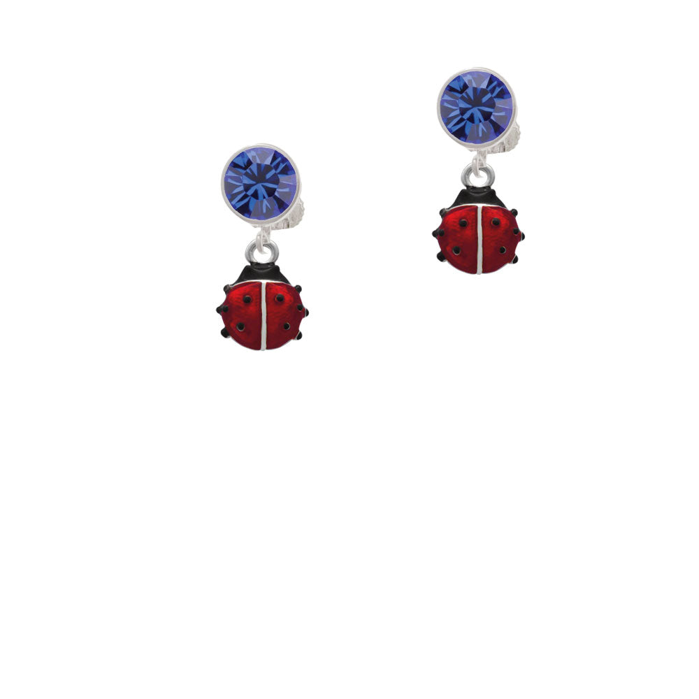 Mini Red Translucent Ladybug Crystal Clip On Earrings Image 7