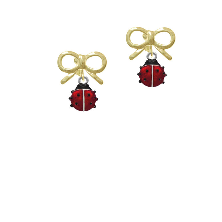 Mini Red Translucent Ladybug Crystal Clip On Earrings Image 10