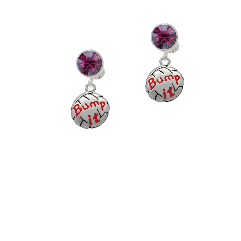 Volleyball - Bump It Crystal Clip On Earrings Image 8