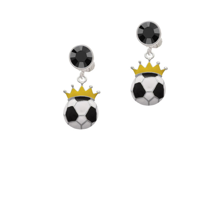 Soccer ball - Crown Crystal Clip On Earrings Image 3