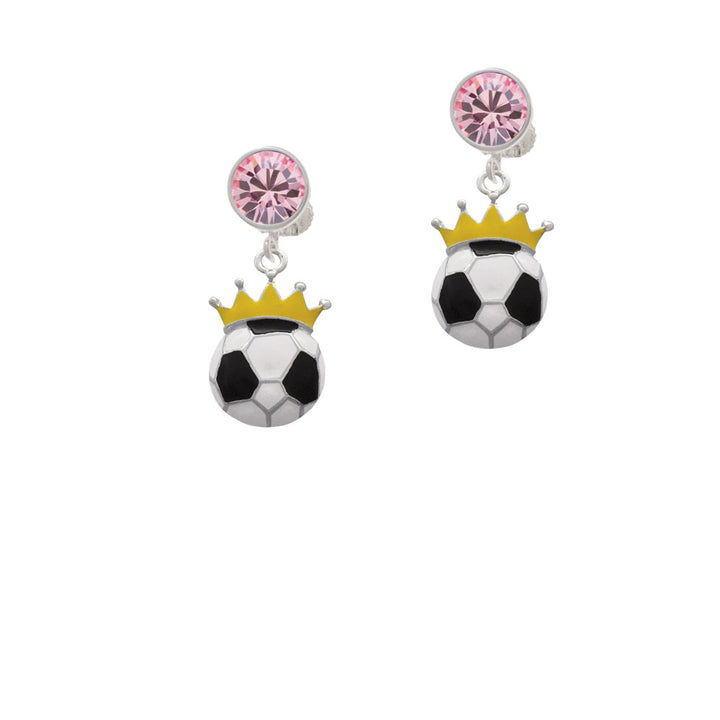 Soccer ball - Crown Crystal Clip On Earrings Image 4