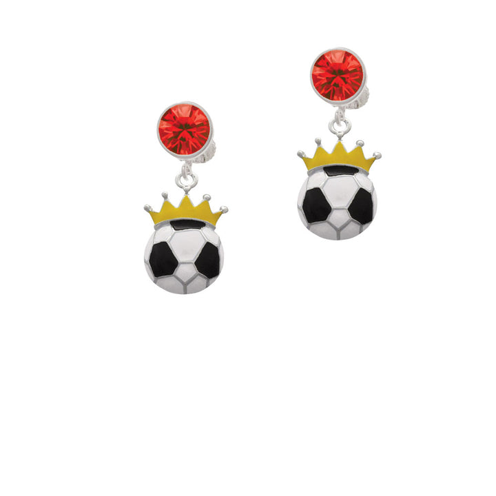 Soccer ball - Crown Crystal Clip On Earrings Image 4