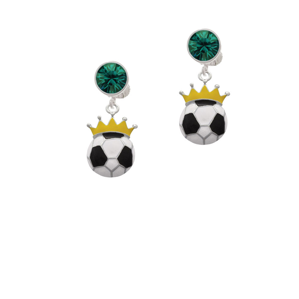 Soccer ball - Crown Crystal Clip On Earrings Image 6