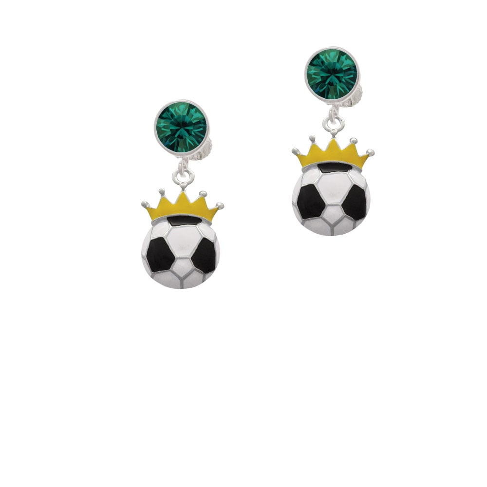 Soccer ball - Crown Crystal Clip On Earrings Image 1