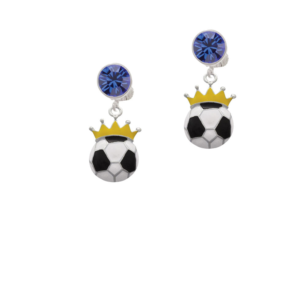 Soccer ball - Crown Crystal Clip On Earrings Image 7