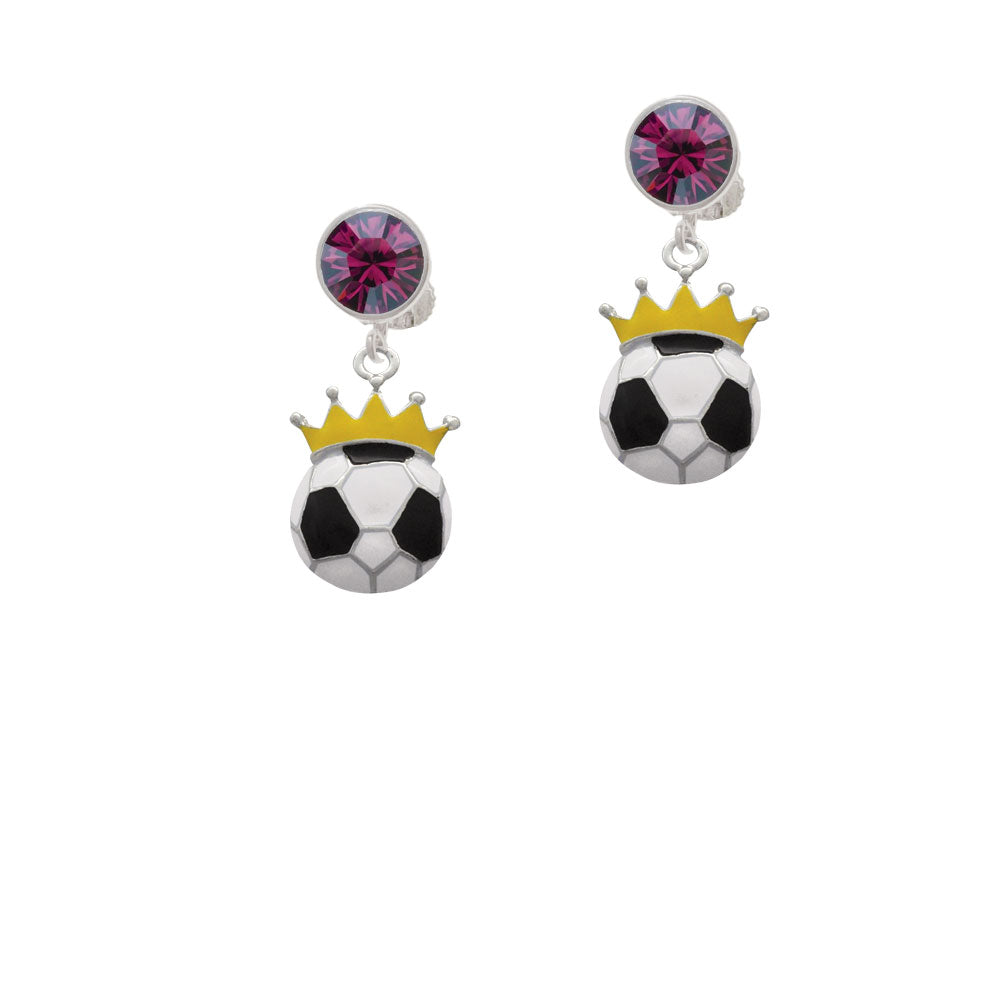 Soccer ball - Crown Crystal Clip On Earrings Image 8