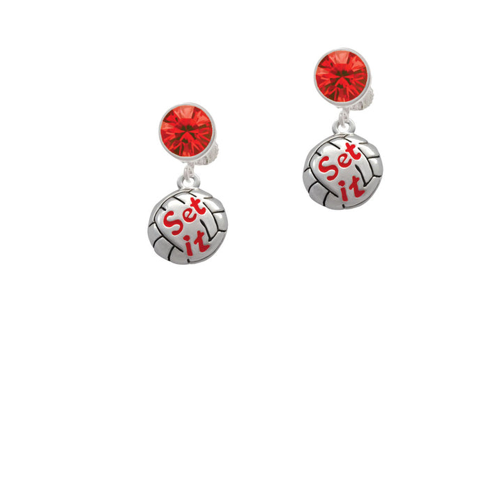 Volleyball - Set It Crystal Clip On Earrings Image 4