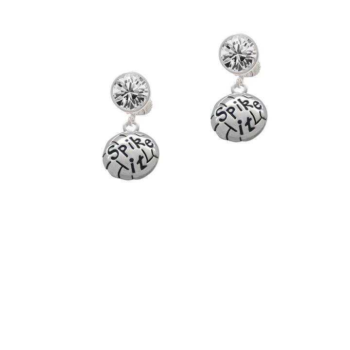 Volleyball - Spike It Crystal Clip On Earrings Image 2