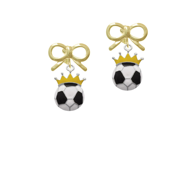 Soccer ball - Crown Crystal Clip On Earrings Image 10