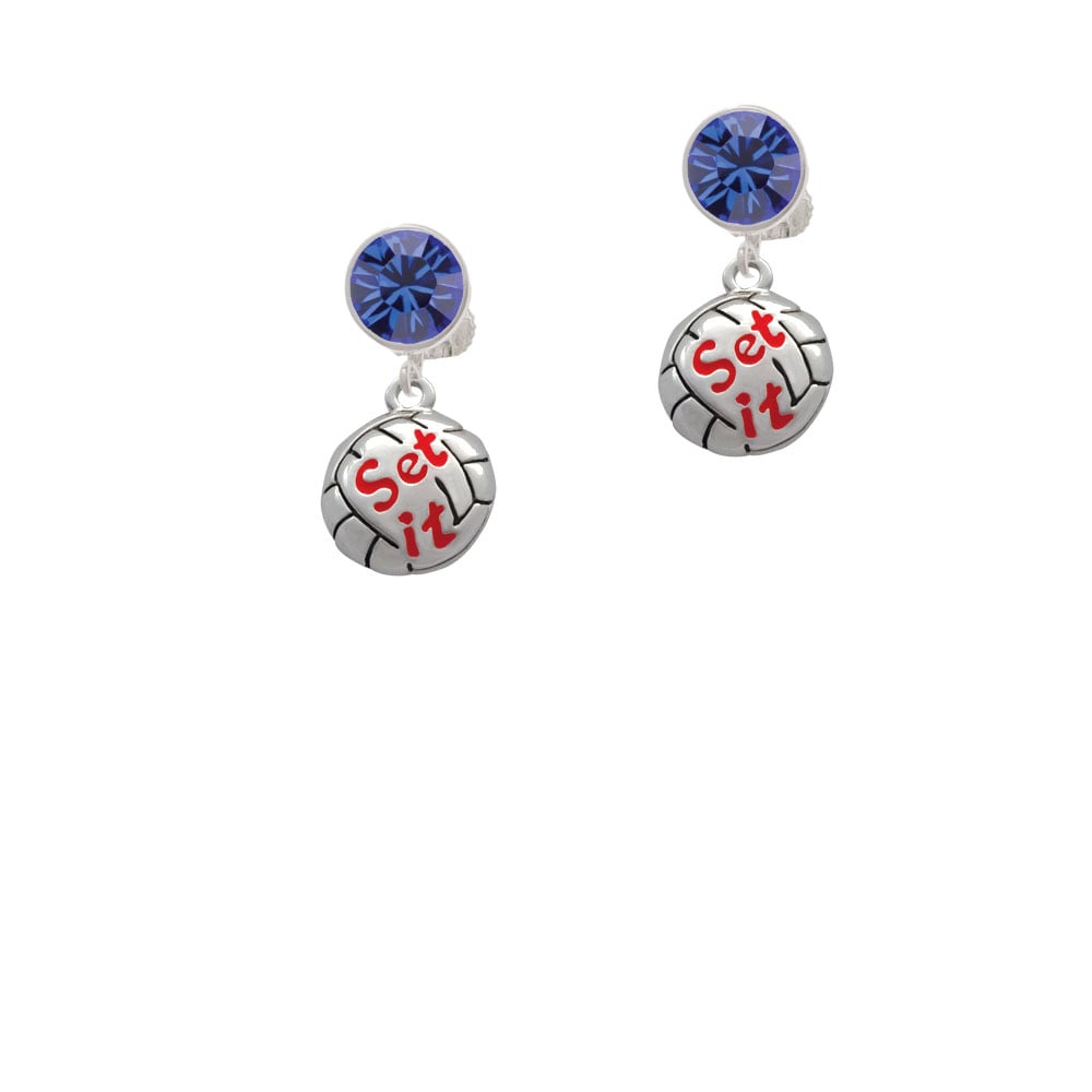 Volleyball - Set It Crystal Clip On Earrings Image 7